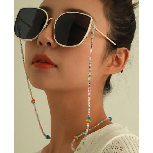 Boho Hang Mask Chains Holder for Girls Boys Beaded Colorful Necklace Glasses Cord Lanyard Children Student Neck Rope Strap