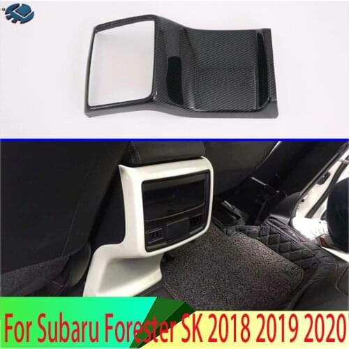 For Subaru Forester SK 2018 2019 Decorate Accessories Carbon Fiber Style Plated Armrest Box Rear Air Vent Frame Trim Cover