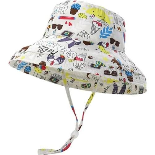 Sun Hat Kids Bucket Hats Beach Summer Big Brim Girl Boy Accessory With String Breathable Animal Holiday Outdoor For Baby Toddler