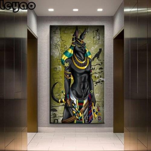 Egypt Anubis 5d Diy Diamond Painting 3d God Pattern Diamond Embroidery Round Mosaic Diamond Set Egyptian Symbols Decor