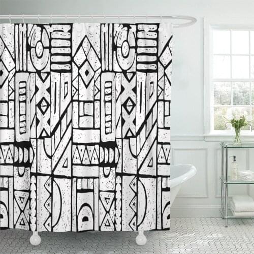 African Pattern Ethnic Carpet Aztec Figure Tribal Indian Mexican Shower Curtain Waterproof Polyester Fabric 60 x 72 Inches Set