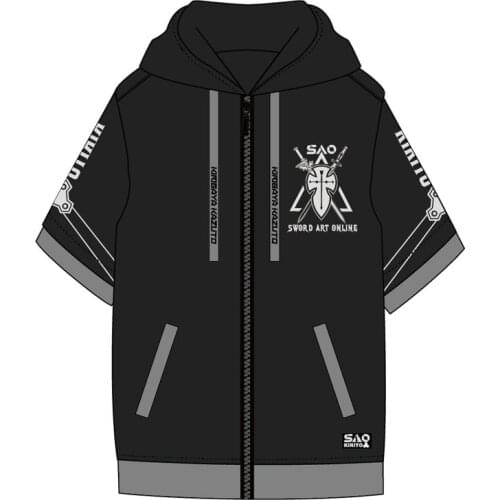 New Sword Art Online Kirito Cosplay Costumes Hooded Coat Pants Suit Kirigaya Kazuto T-shirt Cotton Tee Top Short Sleeve Zipper