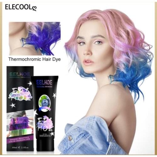 ELECOOL Hair Dye Thermochromic Color Changing Dye Gray Hair Cream Thermo Sensing Shade Shifting Hair Color Wax Hair Styling
