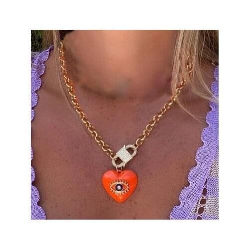 CHUNKY Collar Jewelry Carabiner Screw Lock Clasps bijoux Mix de Colares choker zircon CZ pendant Spiral Buckles smile necklace