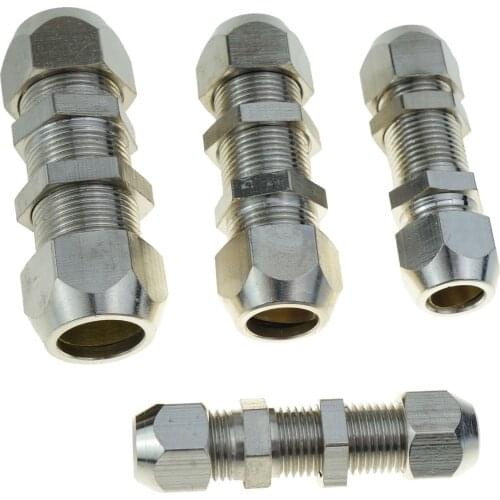 Brass Compression Fitting Bulkhead Union Copper Pipe Compression Ferrule Tube Fitting For Tube OD 6/8/10/12mm