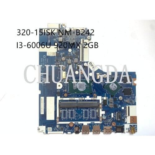 Akemy DG421 DG521 DG721 NM-B242 For Lenovo 320-15IKB 320-15ISK Notebook Motherboard CPU I3-6006U GPU GTX920M DDR4