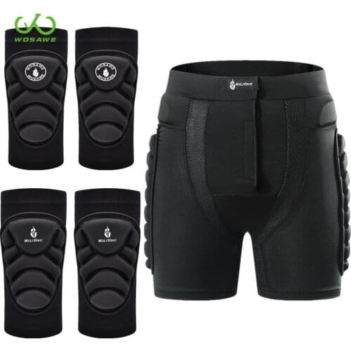 WOSAWE Knee Elbow Protection Pad MTB Shorts Roller Hockey Butt Hip Protector MTB Bike Cycling Skateboard Ski Shorts Pants