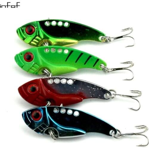 4Pcs 11g/0.388oz 5.5cm/2.16 fishing lures set spoon china Metal VIB sequins Fish hard bait bass vibration lure crankbait
