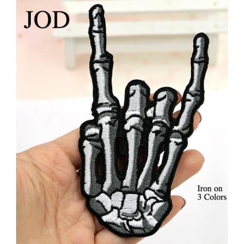 JOD Skull embroidered patch Stickers Biker Embroidery Punk Applications Iron on Patches for Clothes Decorative jacket Applique