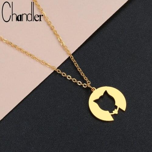 Chandler Stainless Steel Cat Necklace For Girl Lovers Gold And Silver Plated Cat Pendant Necklace Engagement Pet Jewelry