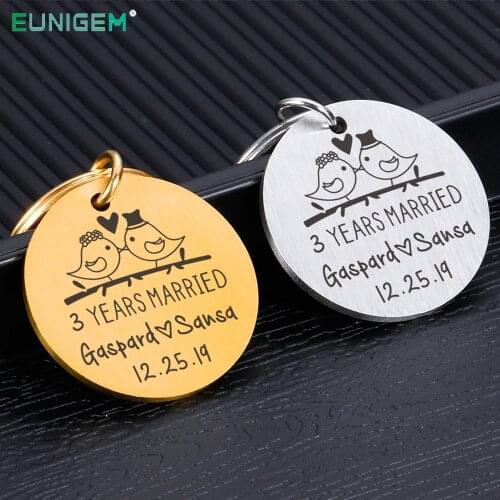 Personalized Keychain Customized Name Date Key Ring Gift for Boyfriend Girlfriend Husband Wife Keychains Valentines Day Gifts