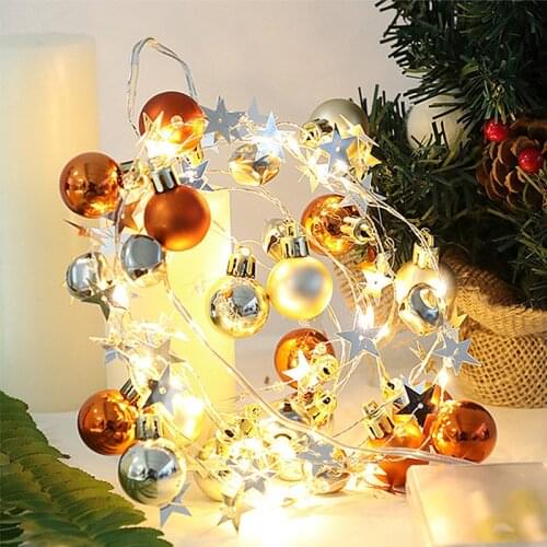 2m 20 Leds Christmas Ball Bell String Lights Fairy Lights Christmas Tree Decoration for Home Garland Battery Powered