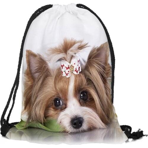 Custom Yorkshire Terrier Printed Drawstring Backpack Silk Soft Bag Large Sapacity More Size Custom You Image