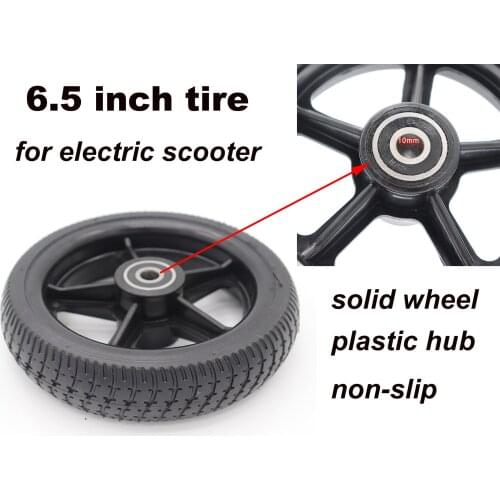 6.5 inch tire non-slip solid tires parts of electric bike motorcycle with non pneumatic rubber wheel and plastic hub