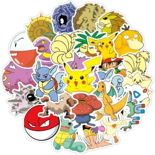 50pcs Anime Pokemon Stickers Kawaii Pikachu Charizard Poke Ball Cartoon Decals Skateboard Laptop Kids Waterproof Toys Gifts