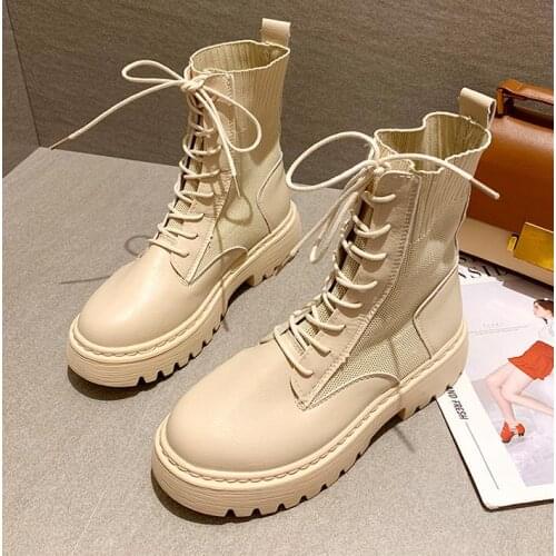 Ankle Boots for Women 2021 Autumn Motorcycle Boots Thick Heel PlatfoAnkle Brm Shoes Woman Slip on Round Toe Fashion Boots