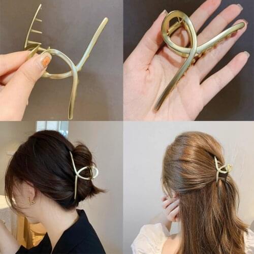 1pcs simple French matte alloy clip large temperament cross-disc shark clip hairpins for hair women