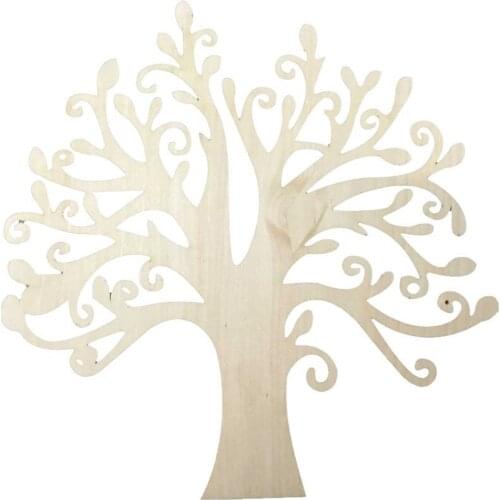 10pcs Blank Wooden Tree Embellishments Wood Color DIY Crafts For Xmas Festival Party Wedding Decoration Gifts
