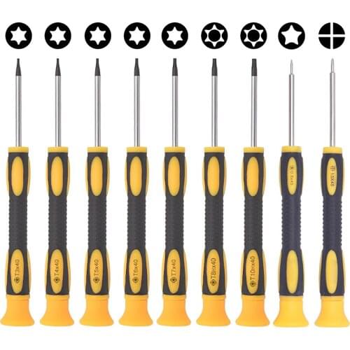 High Quality CR-V 45mm Rubber Handle 140mm Screwdrivers 0.8 Pentalobe 1.5 Phillips T3 T4 T5 T6 T7H T8H T10H Screwdriver 100pcs