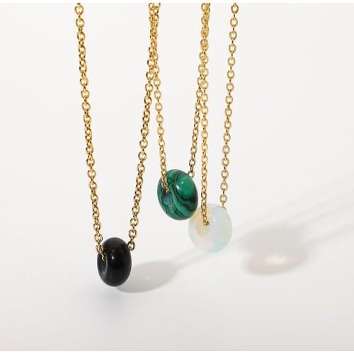 18k Gold Plated Stainless Steel Natural Stone Pendant Necklace For Women Girls Bohemian Style Choker Jewelry