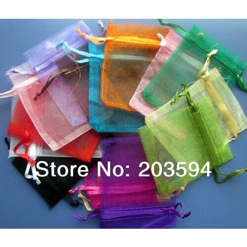 500pcs/lot Jewelry Packing Drawable Organza Bags 9*12cm,Wedding Gift Bags 20colors