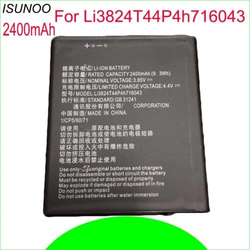 ISUNOO 2400mAh Li3824T44P4h716043 Battery For ZTE Blade A520 A521 BA520 Accumulator Batterie Bateria