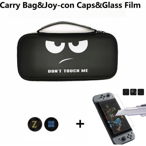 Nintend Switch Accessories Travel Carrying Bag Don't tough me & Stickers for Nintend Switch & Thumbsticks Grips Cap for NS Film