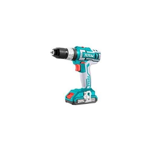 Cordless drill 20 V with percussion + 2 batteries + 50 accessories included TOTAL by INECO