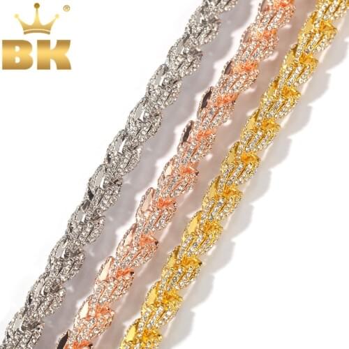 THE BLING KING Micro Paved 9mm Rope Chain Necklace Gold Color Iced Rhinestones Hiphop Necklaces Jewelry Men Women Drop Shipping