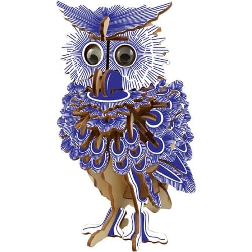 3D Wooden Animal Puzzle OWL Building Model DIY Puzzles Hand-assembled Simulation Educational Toy Children Gifts