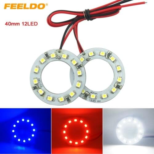 FEELDO 2Pcs 40mm Car Angel Eyes 1210/3528 12SMD LED Headlight Halo Ring Angel Eye Lighting White Red Blue #FD-2666