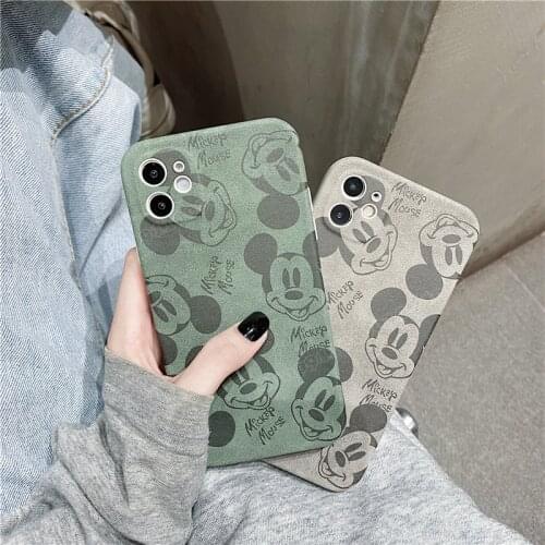 Disney Mickey Mouse Phone Case for Apple IPhone X XS Max 11 Pro Max 12 Pro Max Wristband Silicone Phone Back Cover Cartoon Shell