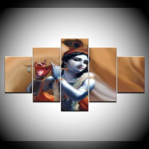 Framed HD Print 5 pcs Canvas Wall Art God Of India Shiva Painting Home Decor Wall Art Picture For Living Room Decor Artwork