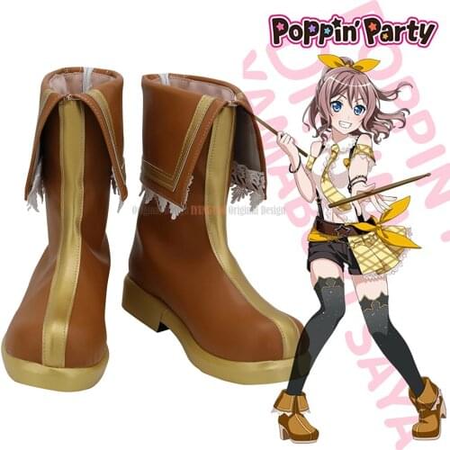 BanG Dream Yamabuki Saaya Cosplay Boots Brown Shoes Custom Made Any Size