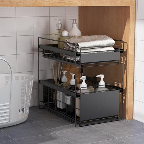 Kitchen shelf Multi layer storage shelf with drawdown trough Table top retractable cabinet lower storage shelf organizer