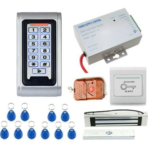 Metal Waterproof RFID Keypad Door Access Control System Kit With Electric 600Lbs 280KG Force Magnetic Lock With Remote Control