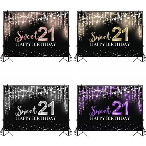 Mocsicka Sweet 21 Birthday Photography Backdrop Glitter Pendant Girl Birthday Party Decoration Background Customize Photo Shoot