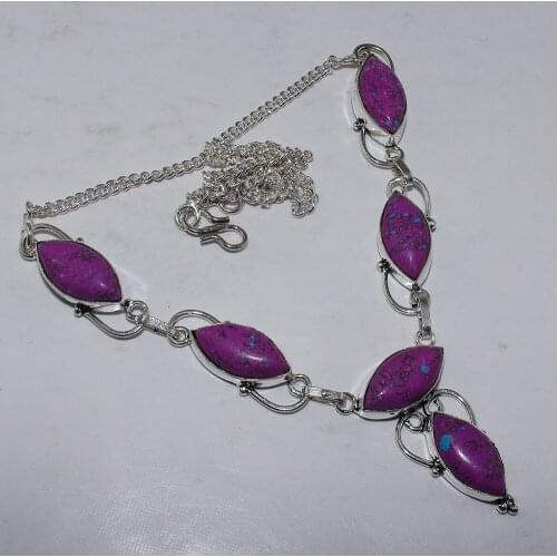 Mosaic Jaspers Necklace Silver Overlay over Copper , 51 cm, N0941