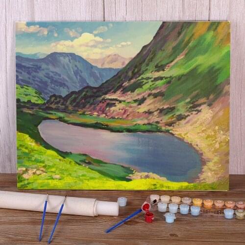 Landscape Mountain Lake DIY Paint By Numbers Complete Kit Oil Paints 50*70 Painting On Canvas Wall Decoration Drawing