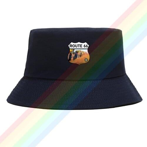 Rows Of Cars Dug Into The Dirt Route 66 Cotton Top Comfortable Bucket Cap Men Women Hiking Fishing Hat Two-side