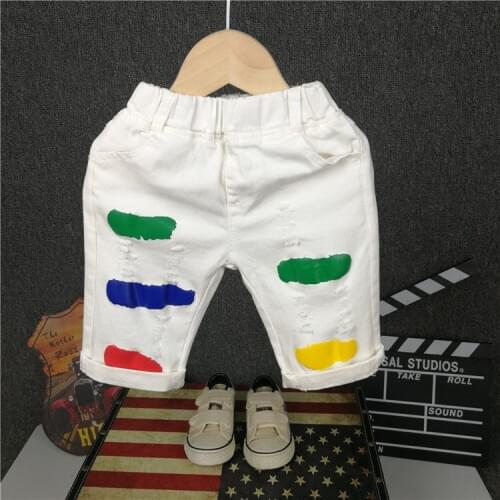 2-6Years Children Clothing Kids Pants New Summer Baby Boys Hole Denim Shorts Fashion Kids Shorts Boys paint pants