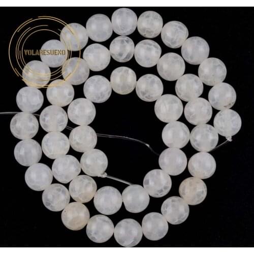 Wholesale Natural Stone White Fire Agates Round Beads For Jewelry Making Needlework DIY Bracelet Necklace Accessories 6/8/10mm