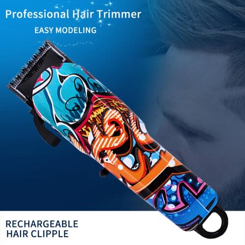 Electric Colorful Hair Clipper Professional Men Rechargeable Cartoon Hair Trimmer Haircut Portable Cutting Machine Beard Trimmer