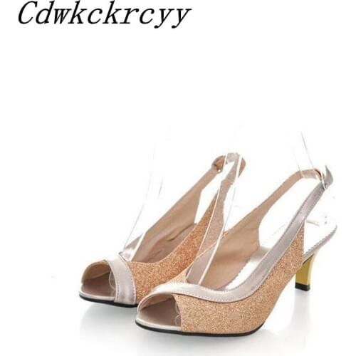 Summer New pattern fashion Europe and America Buckle Fish mouth Women sandals Simplicity temperament Rome Sequins Women sandals