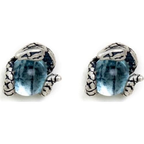 925 Sterling Silver Snake Shape OriginalStud Earrings Light Blue Topaz Stud Earrings Fashion Internet Celebrity Jewelry