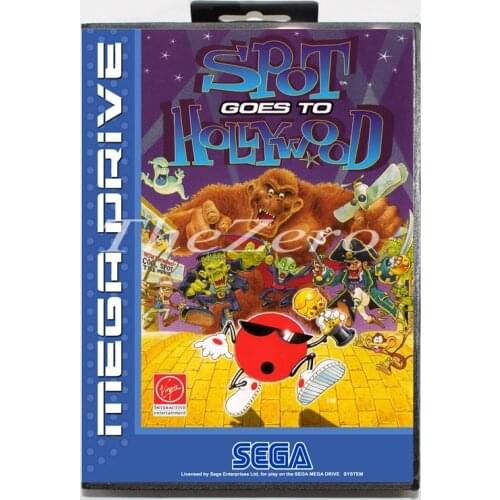 Spotgoesto Hollywood with Box for 16 bit MD Video Game Card for Sega Mega Drive/Genesis