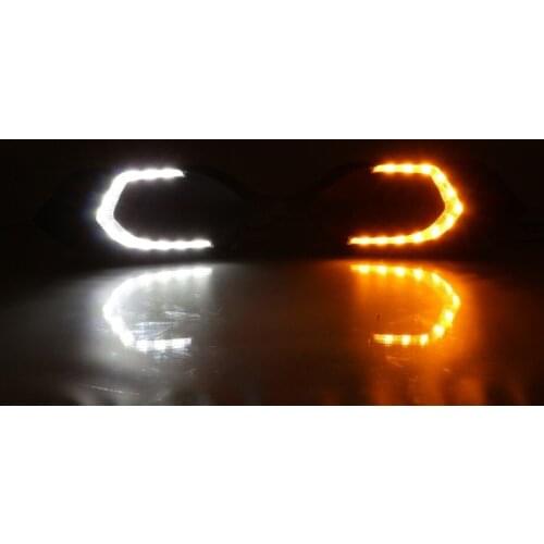 LED DRL daytime running light for Mitsubishi Pajero sport 2015-16, matt black cover, with yellow turn signals, top quality