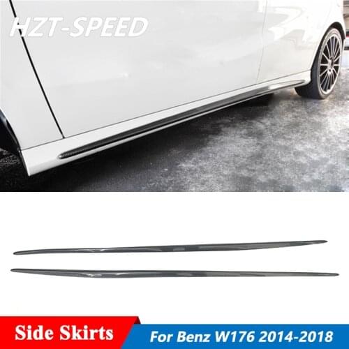 Carbon Fiber Material Side Skirts Extensions Lip For Benz W176 A Class A180 A200 A250 A260 A45 AMG Sport Car Tuning 2014-2018