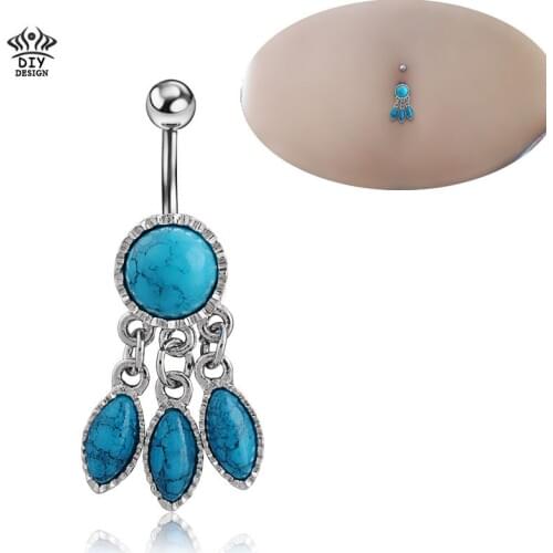 Body Jewelry Crystal Gem Dream Catcher Navel Dangle Belly Barbell Button Bar Ring Body piercing
