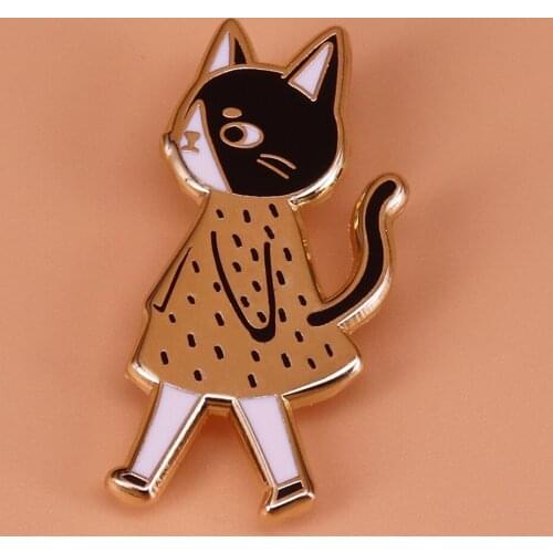 Walking Cat Brooch Kitten girl Badge Cute animal decor for womens skirt ot outfit
